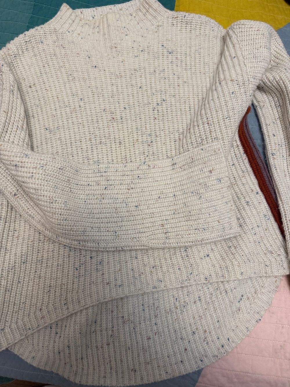 SAYLOR Cream Speckled Ribbed Mockneck Sweater